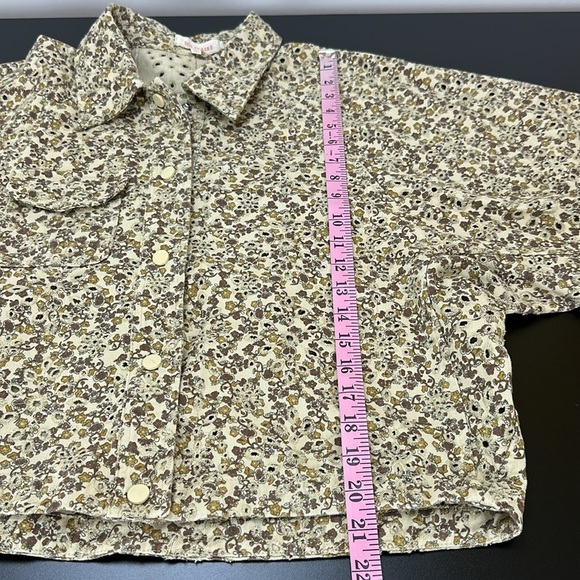 Solitaire Floral Print Allover Eyelets Snap Front Crop Jacket XL Dolman Sleeves - Picture 12 of 14